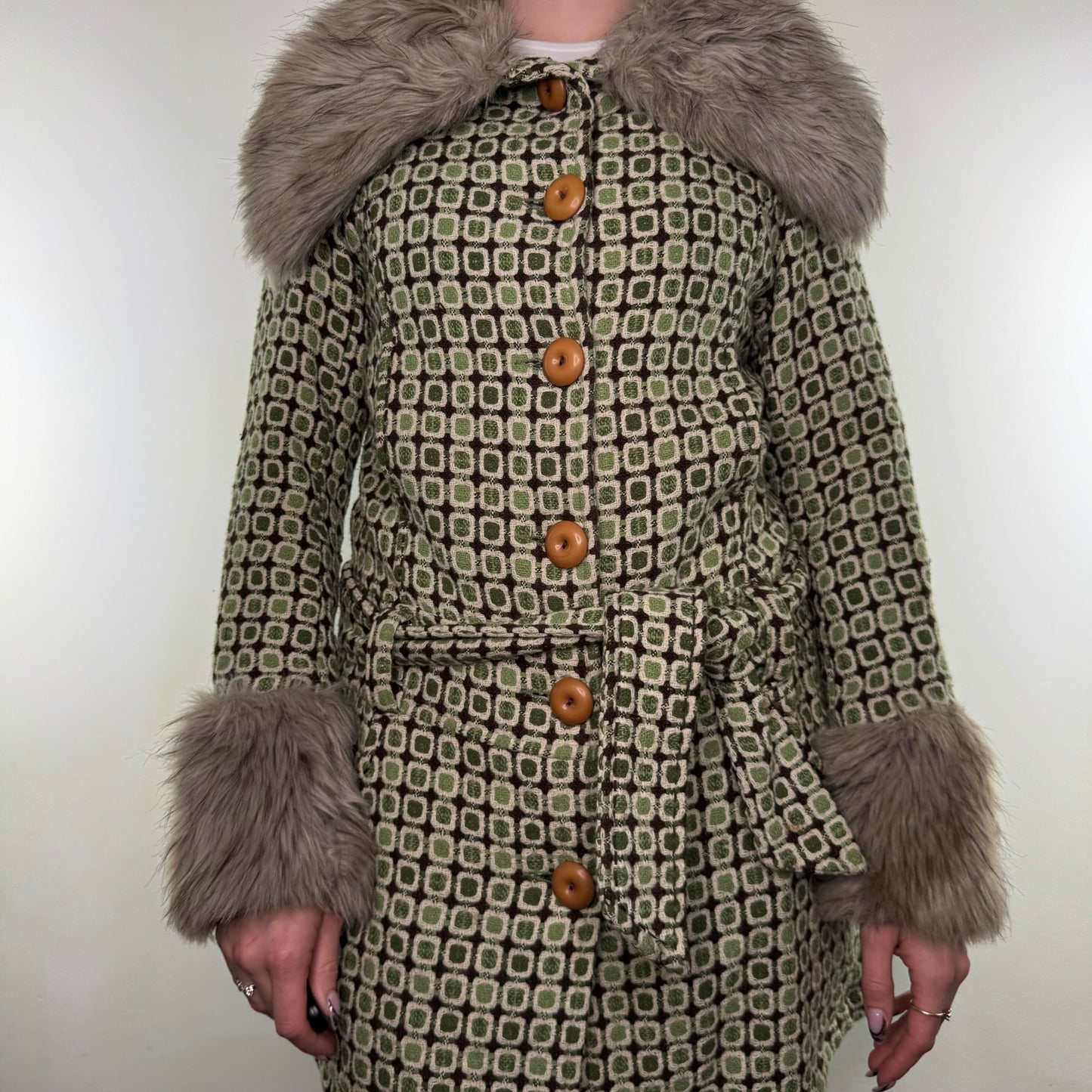 Y2K vintage 60s style wool trench jacket