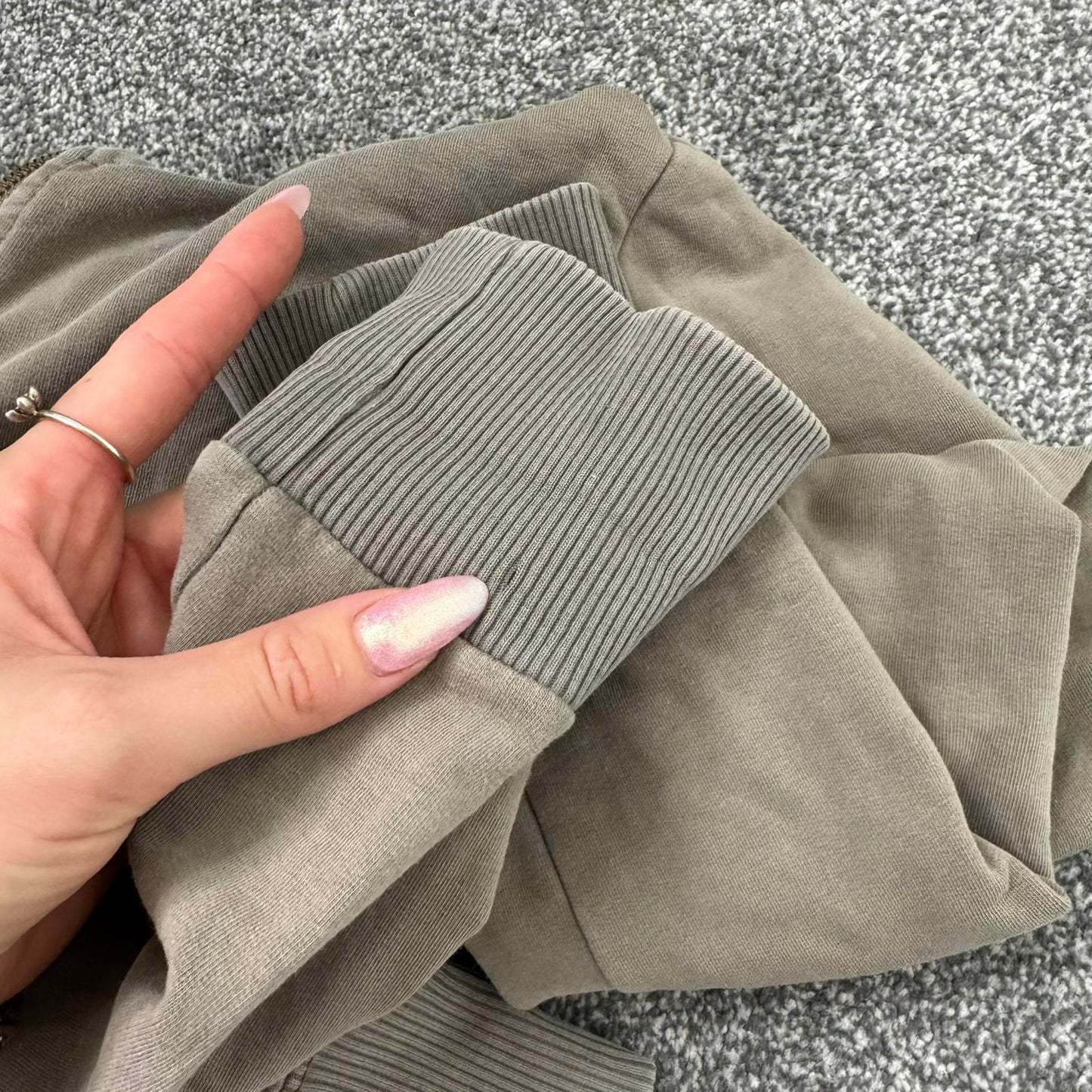 Y2K vintage Diesel zip up jumper light brown cropped elastic waistband cuffs