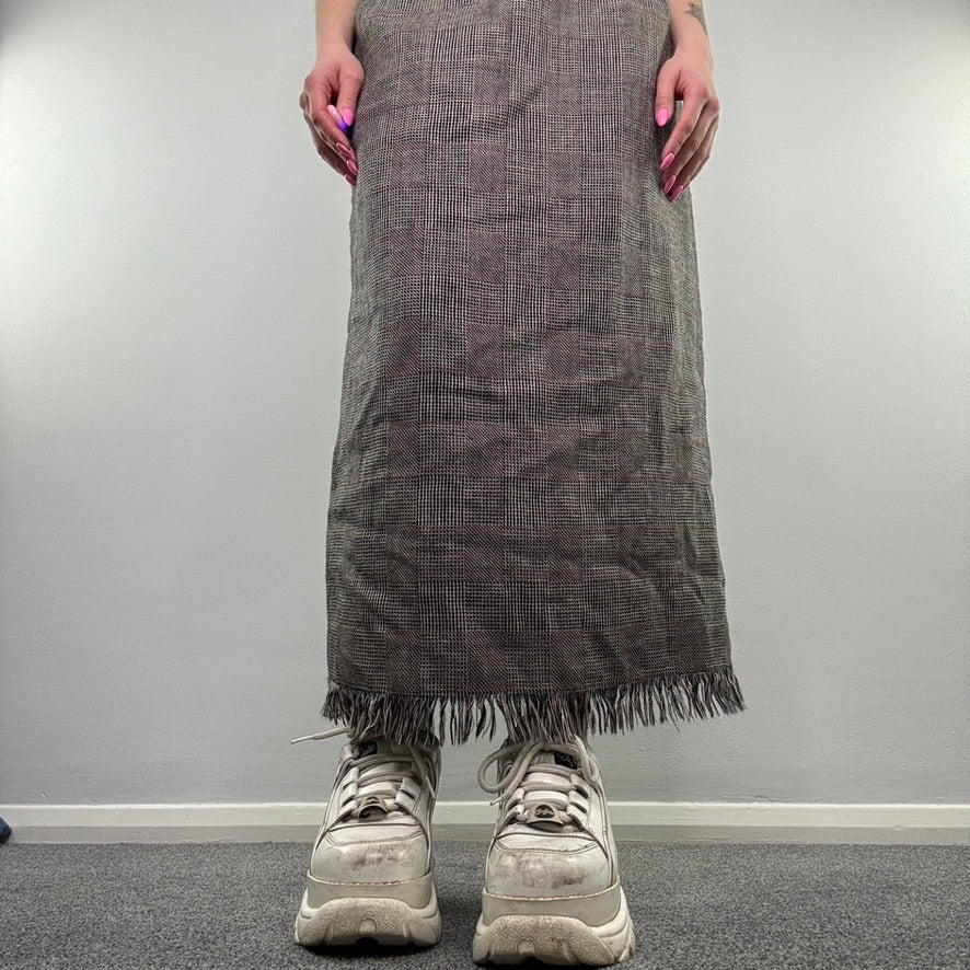 Y2K tweed tartan maxi skirt