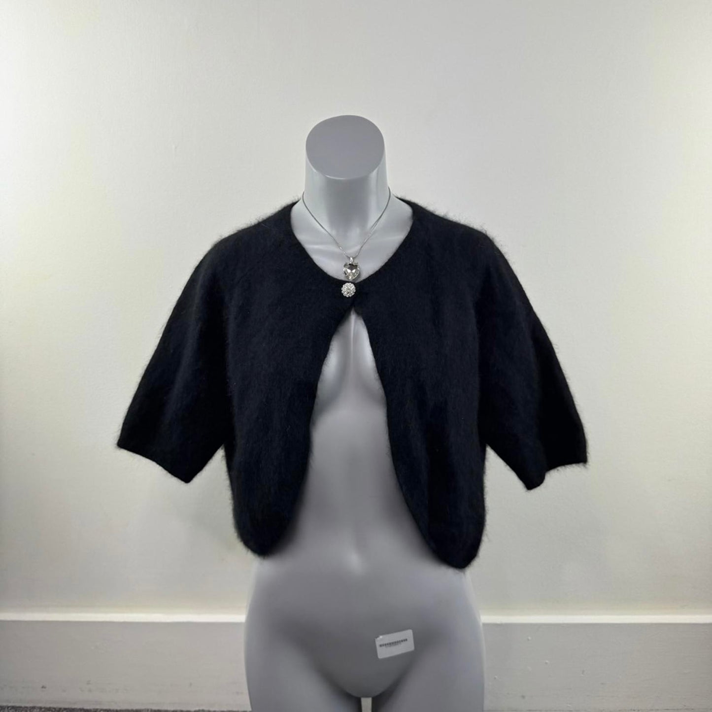Y2K vintage angora blend cropped cardigan half sleeve button cape