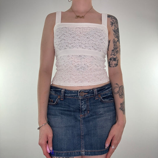 Y2K floral lace tank top square neck