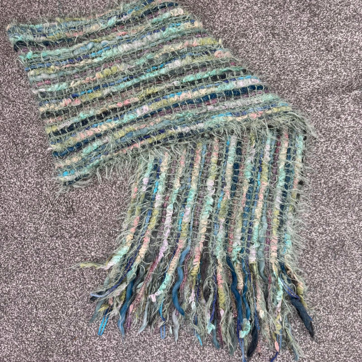 Y2K vintage Per Una scarf wool blend multi soft fluffy dark blue tones