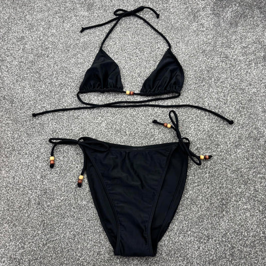 Y2K vintage halter neck bikini set swimwear non padded beaded - new without tags