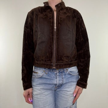 Y2K vintage archive faux suede faded zip up jacket