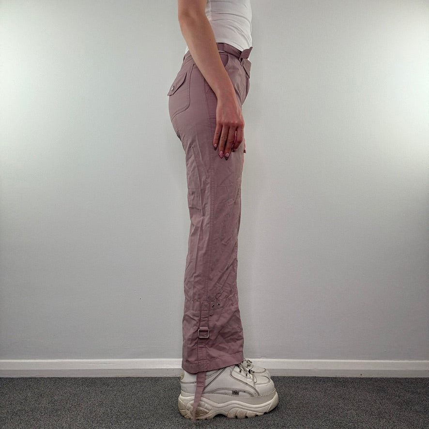 Y2K vintage mid rise baggy cargo trousers with belt