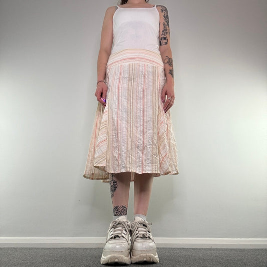 Y2K stripy sparkly floaty midi skirt