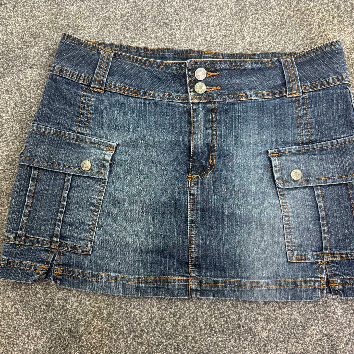 Y2K vintage cargo faded denim mini skirt