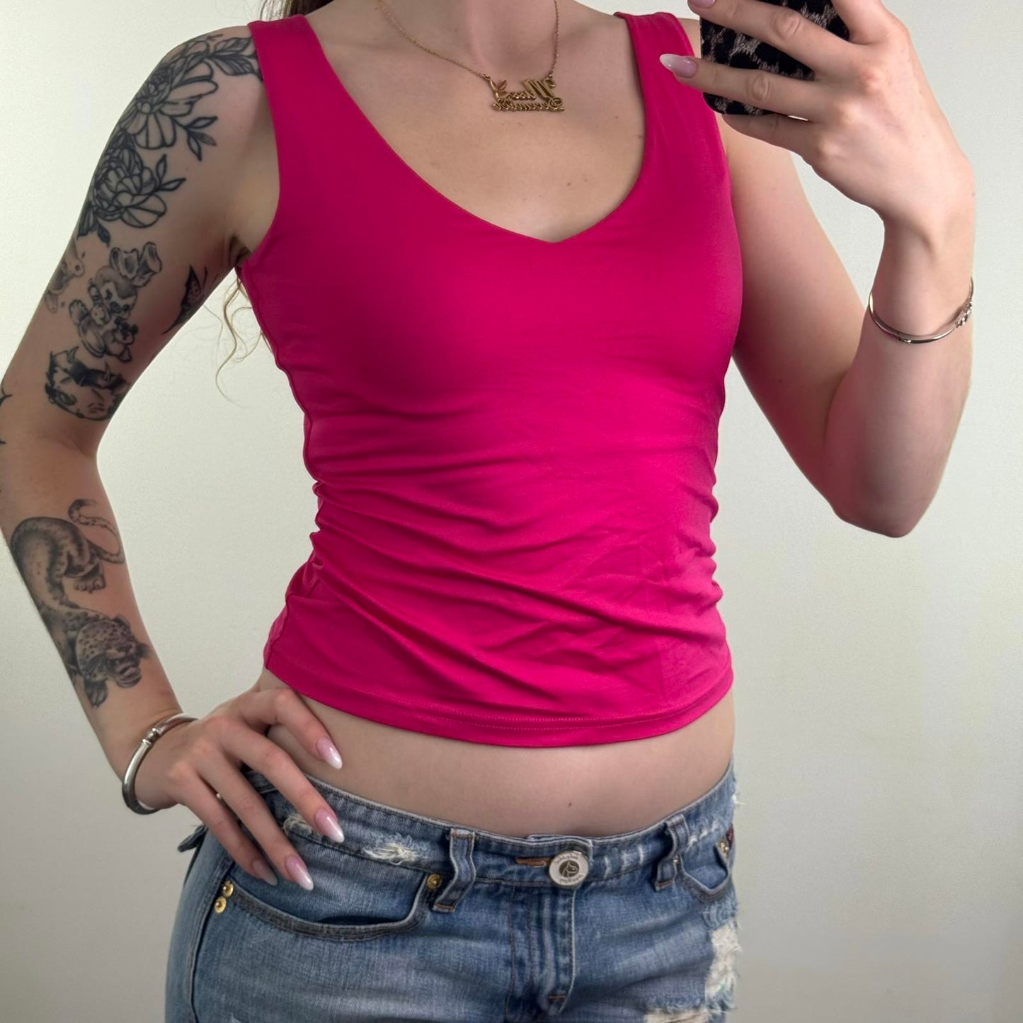 Y2K vintage Oasis slinky v neck tank top cropped short length fitted stretchy