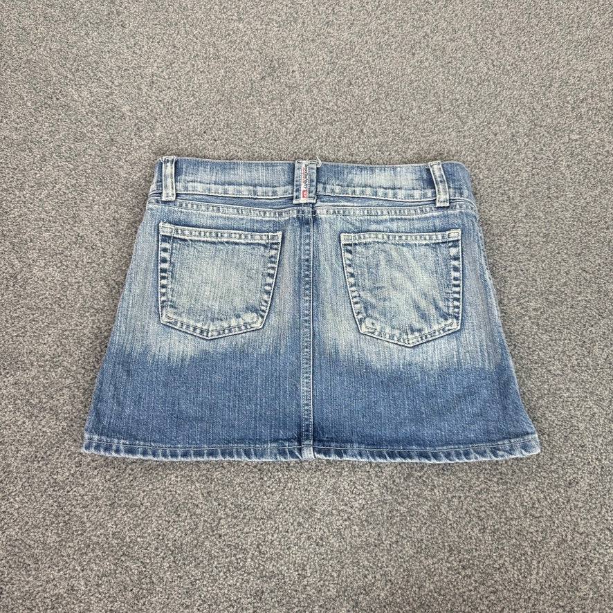 Y2K vintage Diesel mini skirt faded denim belted