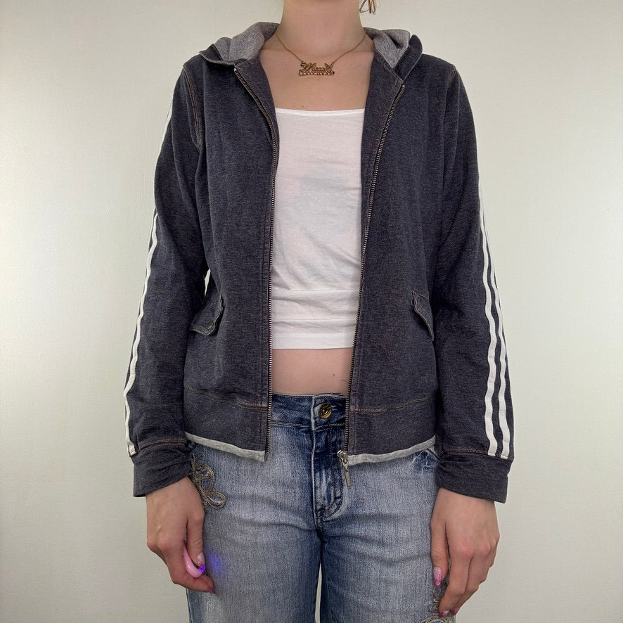 Y2K vintage zip up hoodie denim style striped basic sporty casual preppy workout