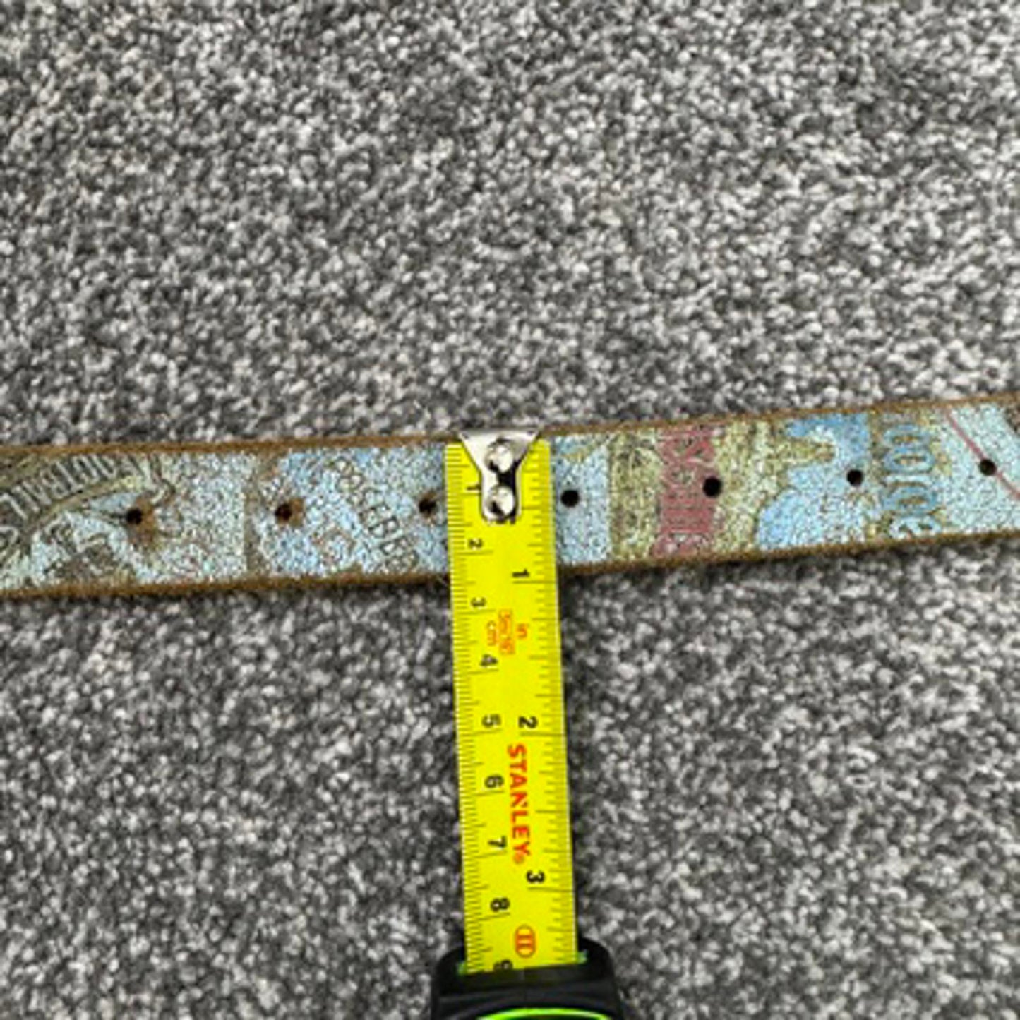 Y2K vintage skinny genuine leather belt graphic print rectangle buckle baby blue