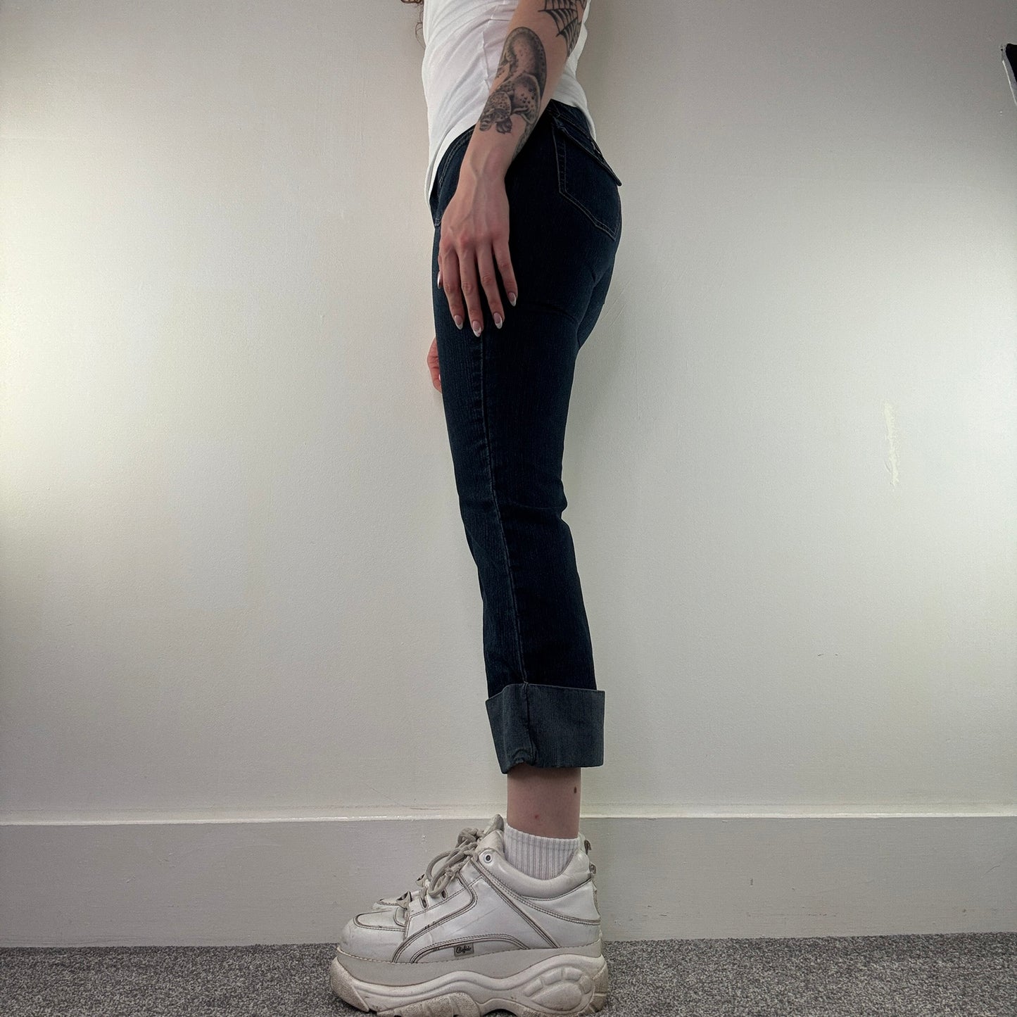 Y2K vintage dark faded stretchy denim cropped jeans