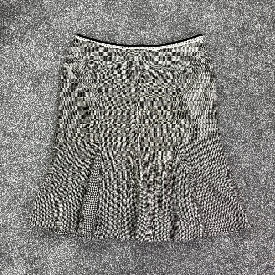 Y2K vintage tweed lace trim midi skirt