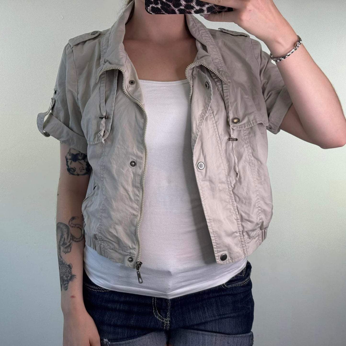 Y2K vintage short sleeve zip up jacket utility lightweight archive subversive