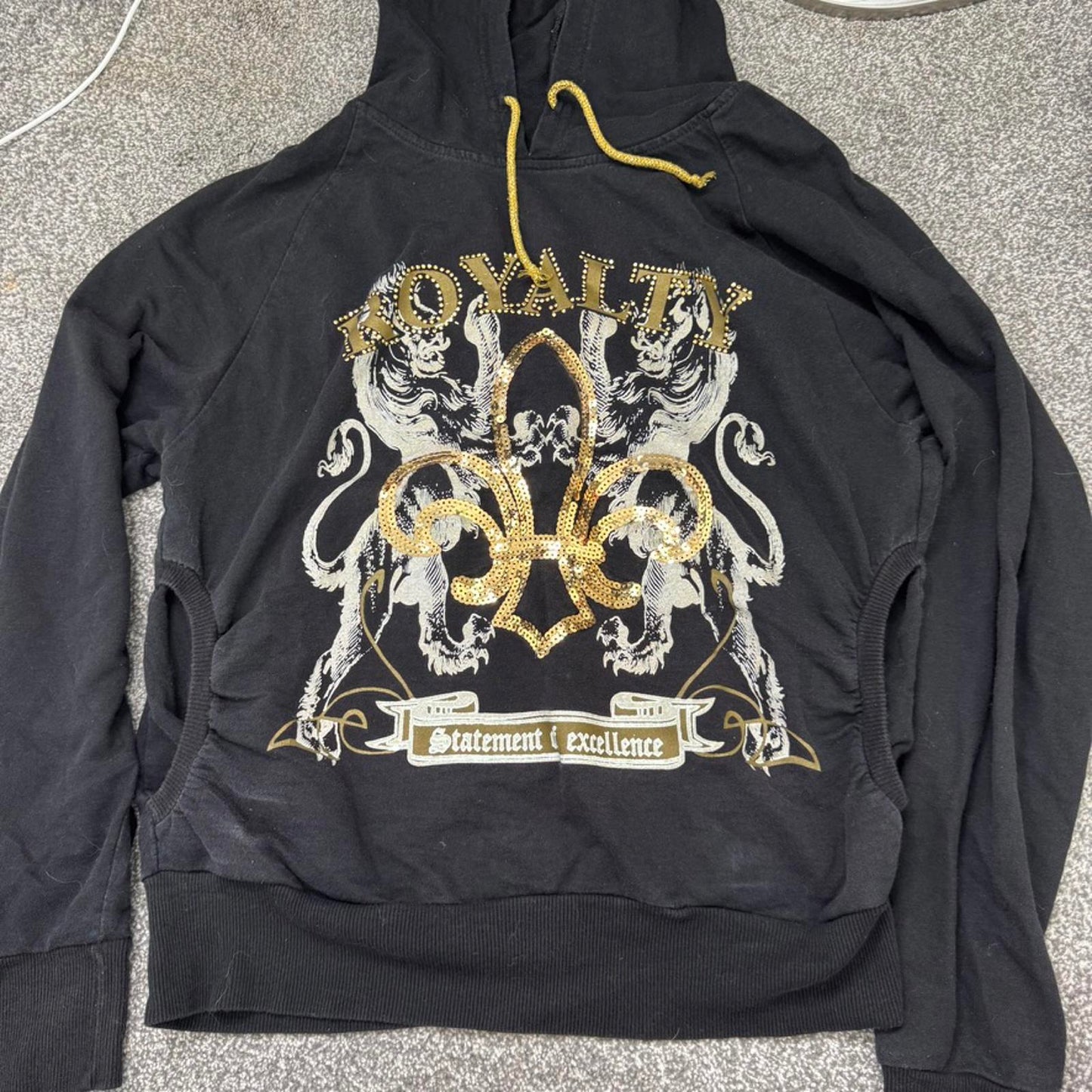 Y2K vintage lightweight hoodie filigree sequin studded graphic print mcbling