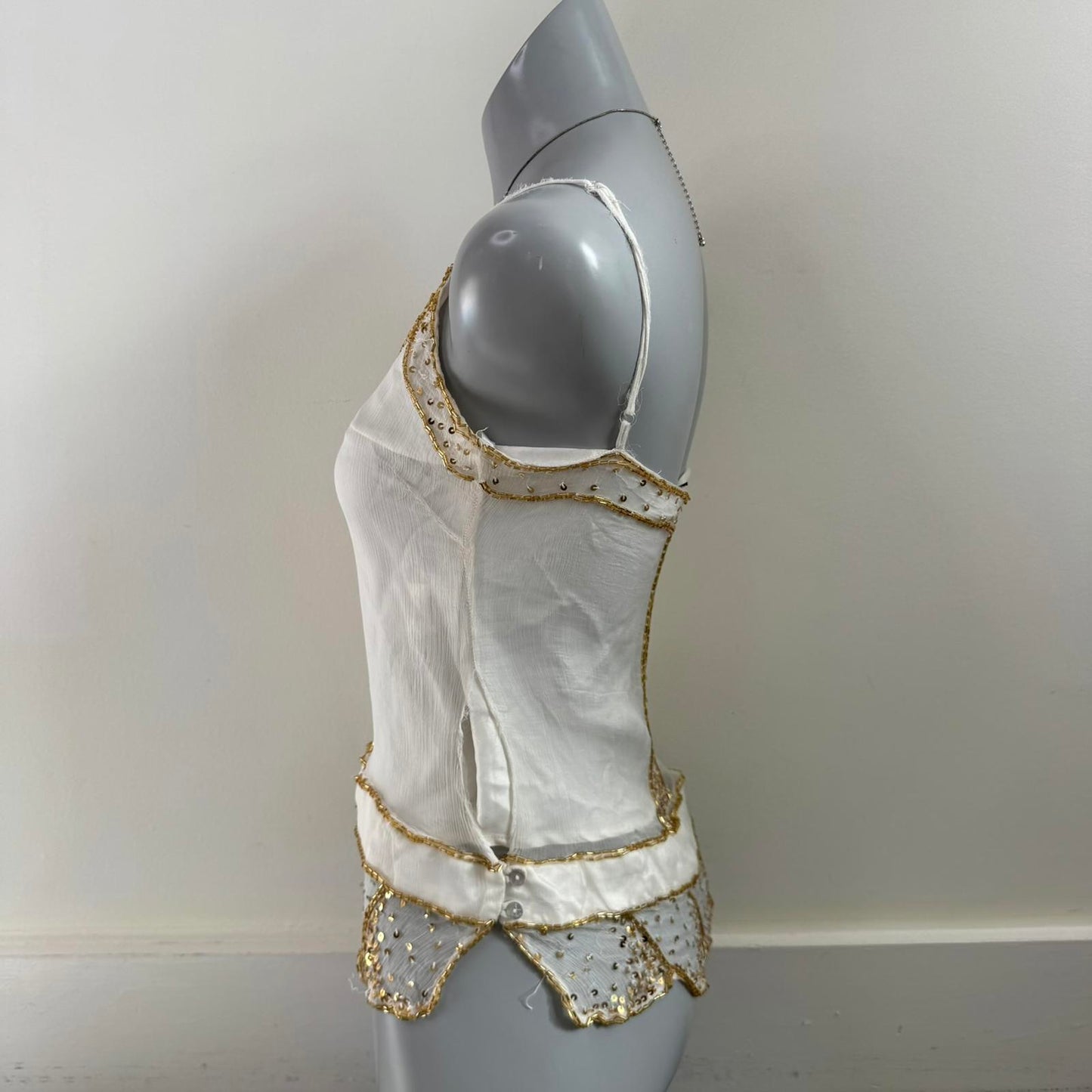 Y2K vintage XOXO sequin cami top beaded strappy double layer