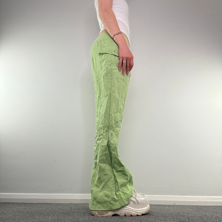 Y2K mid rise linen baggy cargo trousers