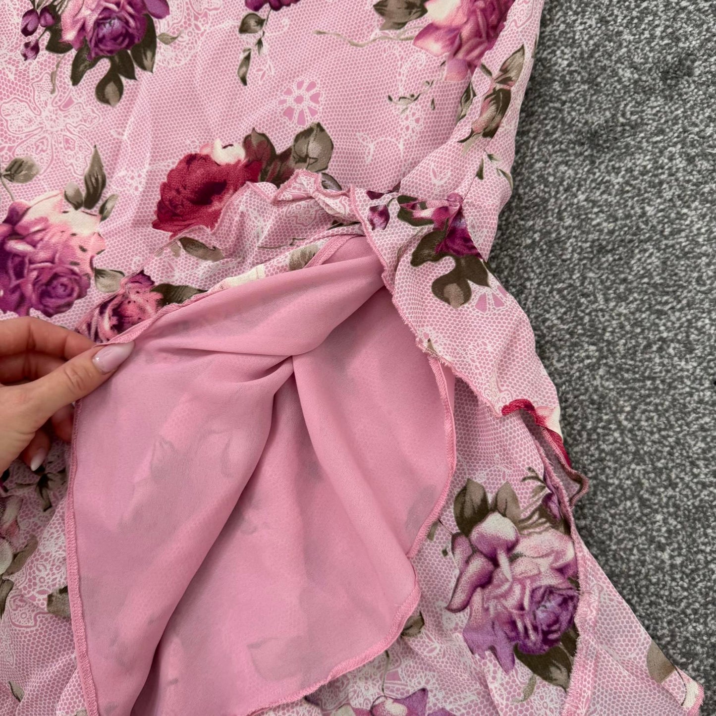 Y2K vintage Per Una floral lace pattern midi skirt frill ruffle low rise stretch