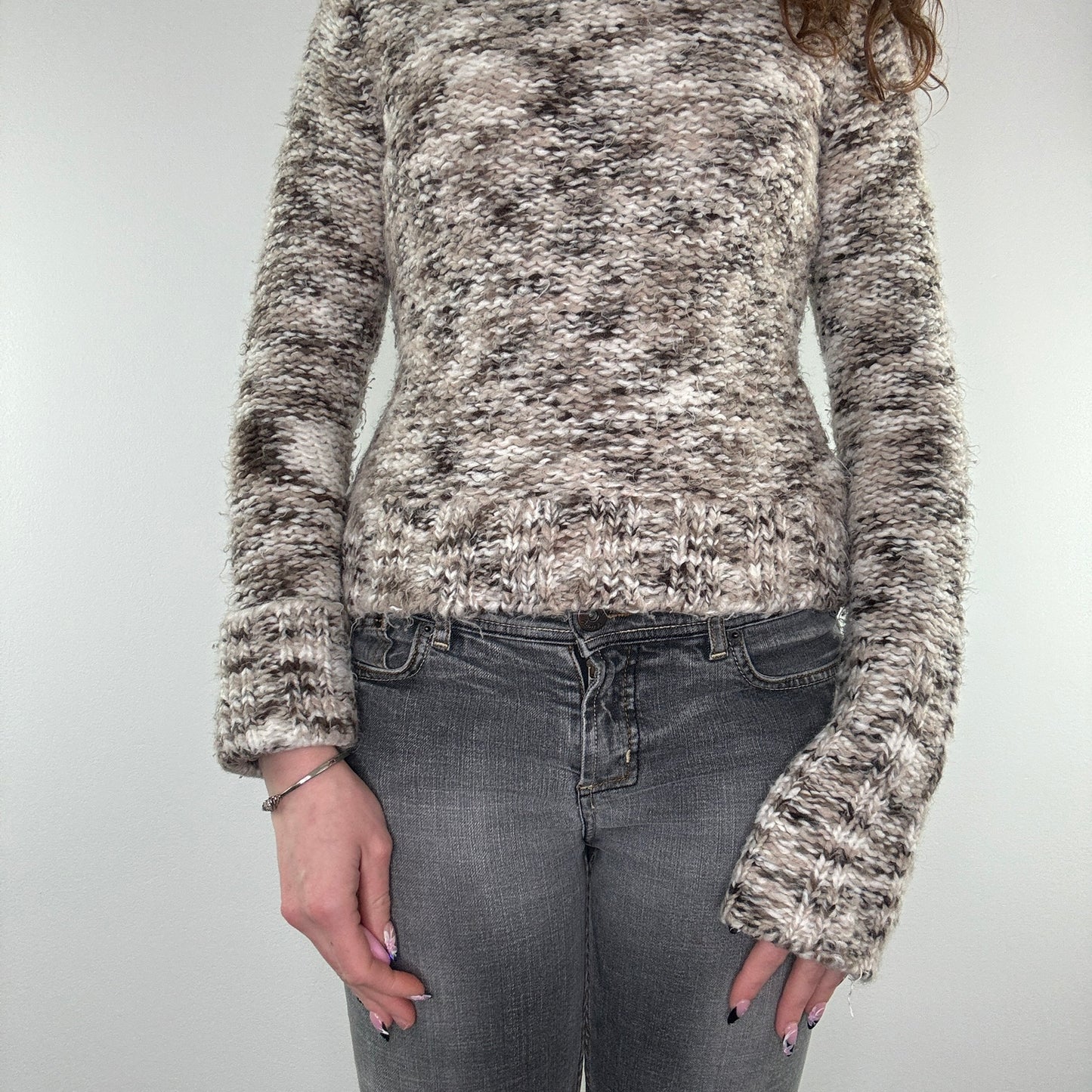 Y2K chunky knit roll neck jumper