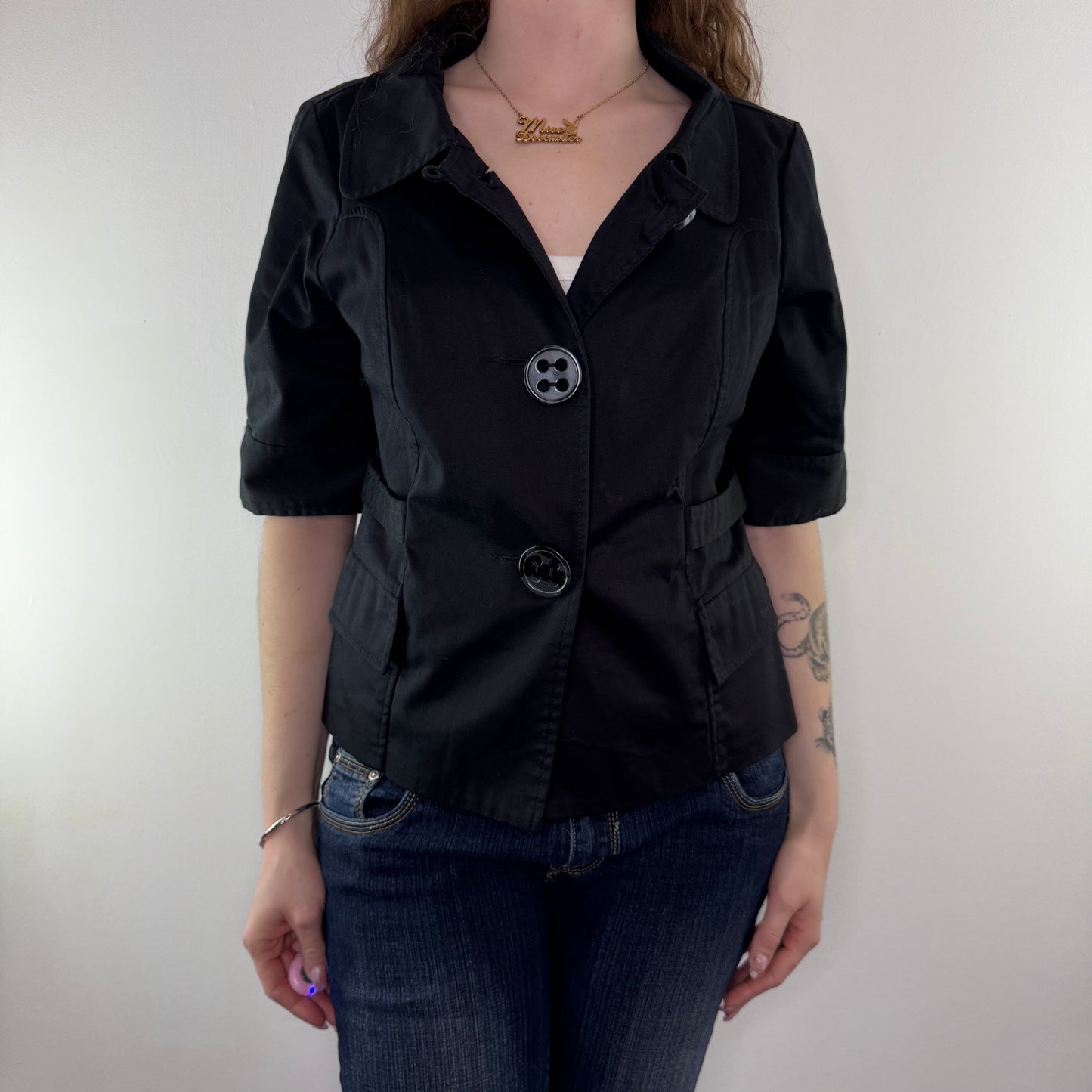 Y2K vintage black short sleeve jacket