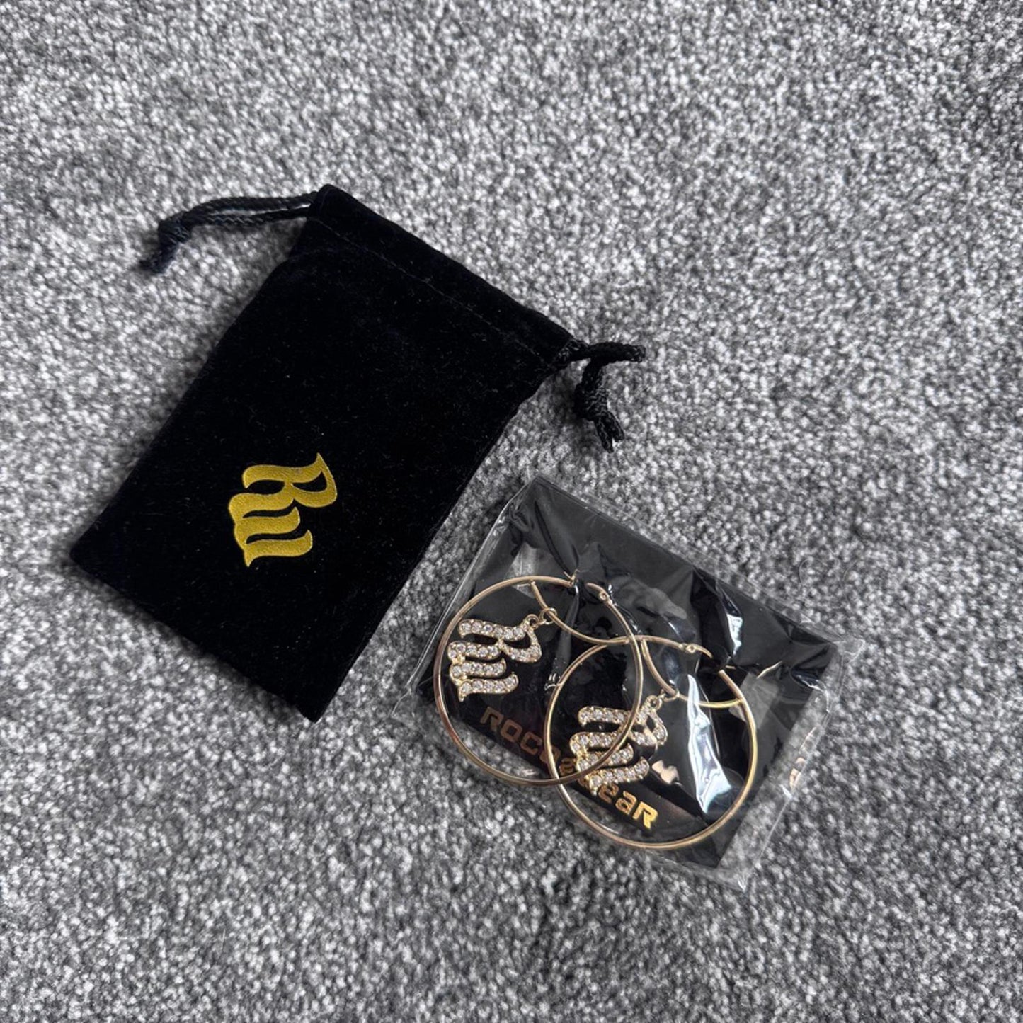 Y2K vintage Rocawear rhinestone hoops earrings