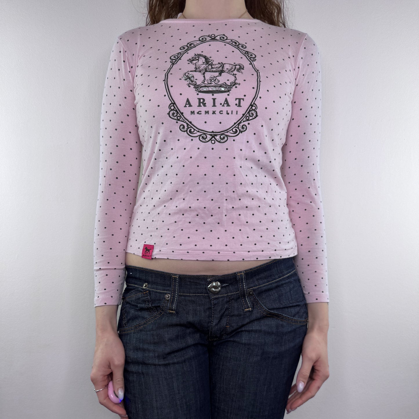 Ariat polka dot studded long sleeve top