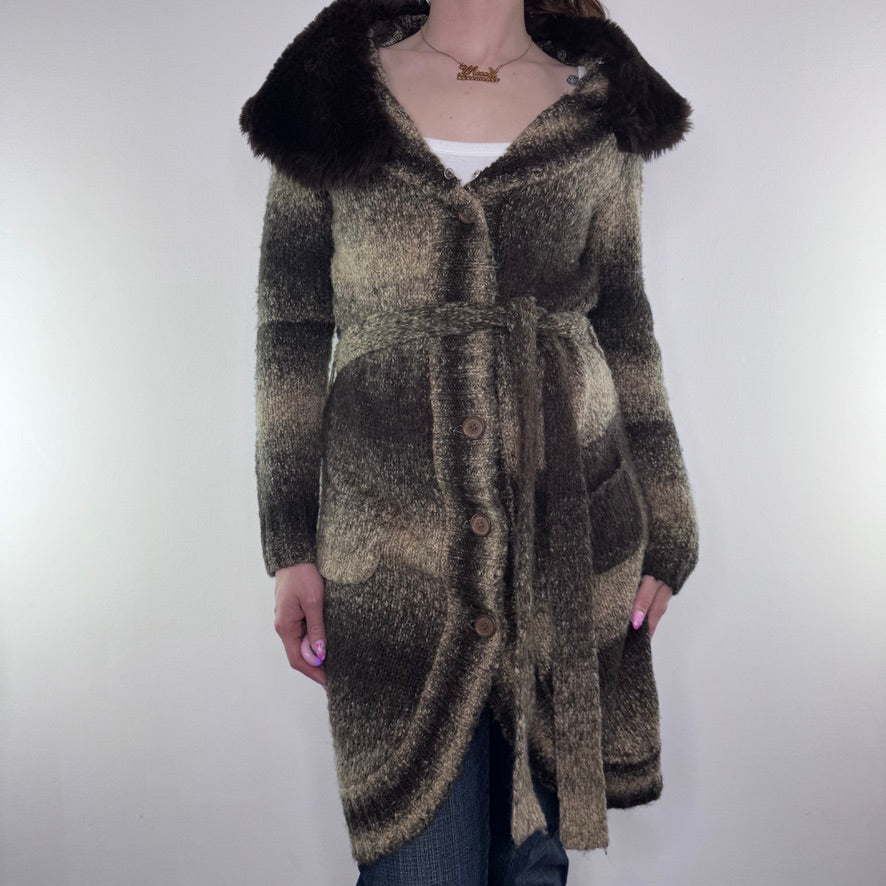 Y2K vintage stripe knit long cardigan