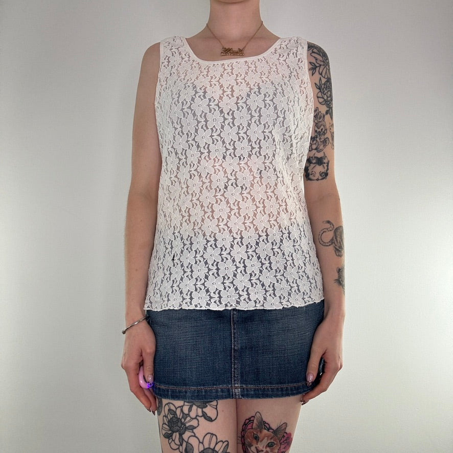 Y2K vintage floral lace vest tank top