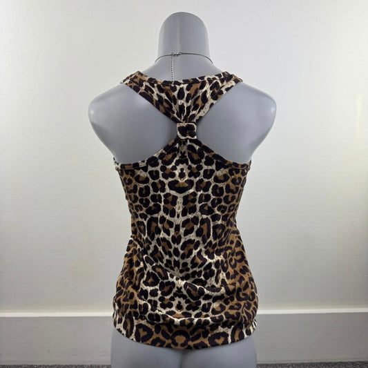 Y2K vintage leopard print sequin tank top racerback v neck sporty
