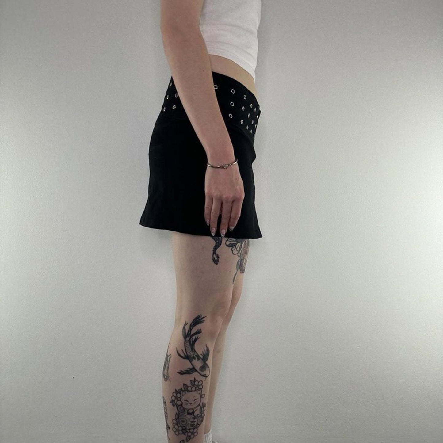 Y2K vintage oversized belt grommet buckle stretchy chunky mini skirt gothic alt