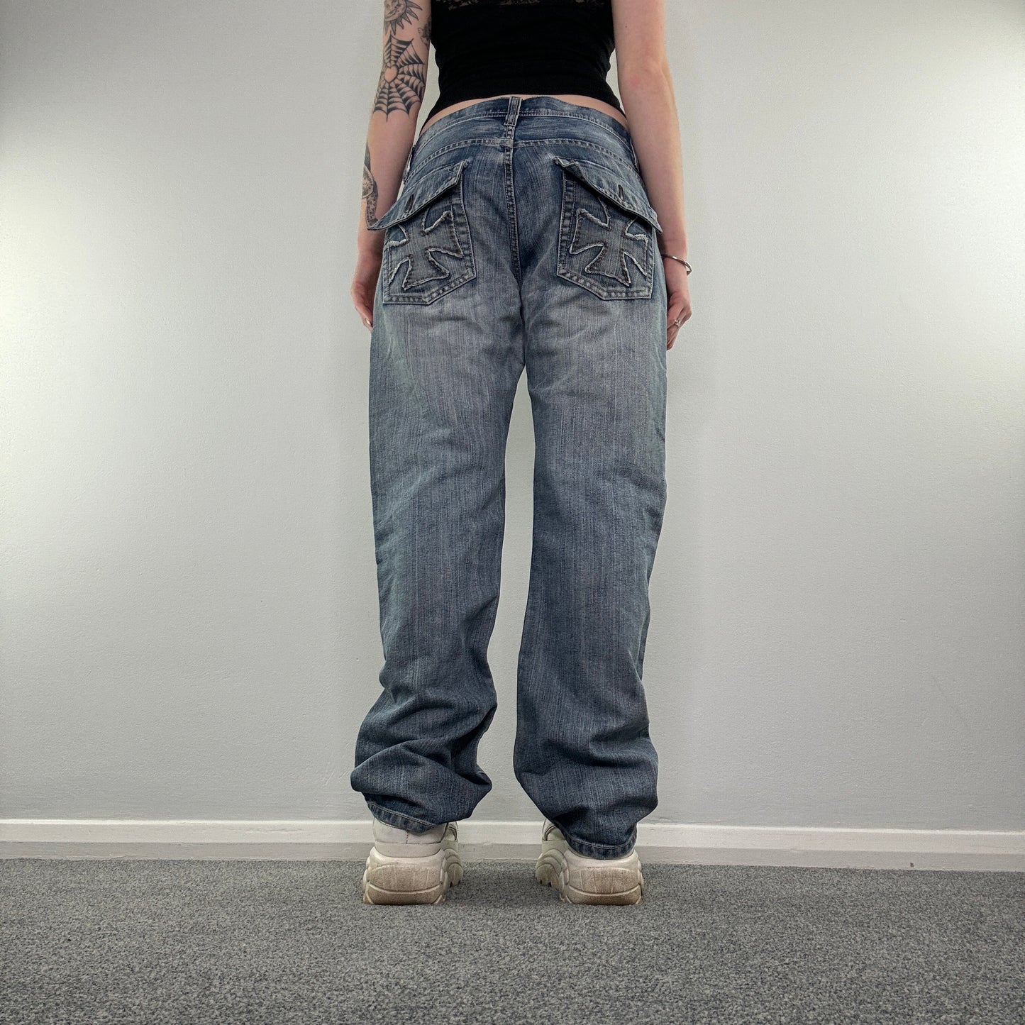 Y2K baggy cross bootcut jeans