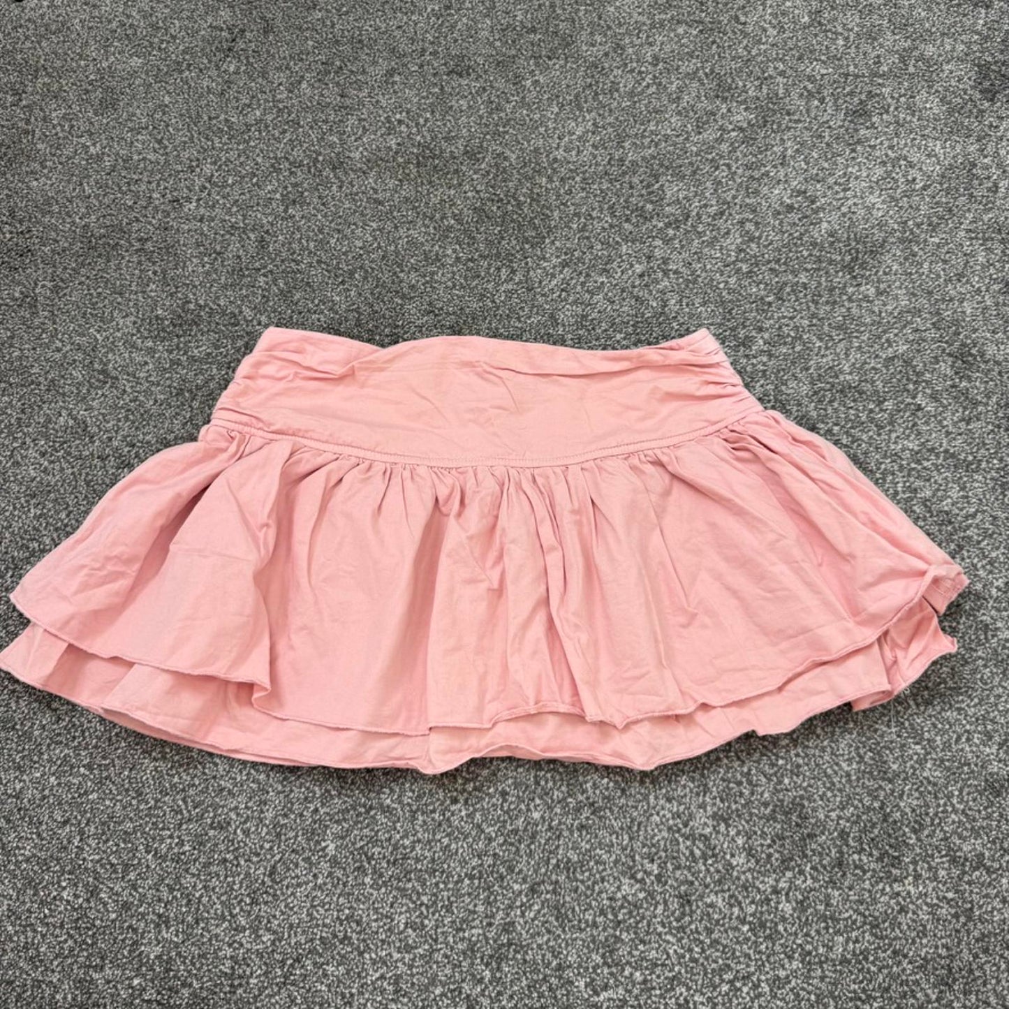 Y2K vintage low rise ruched mini skirt rara layered baby light pink micro short