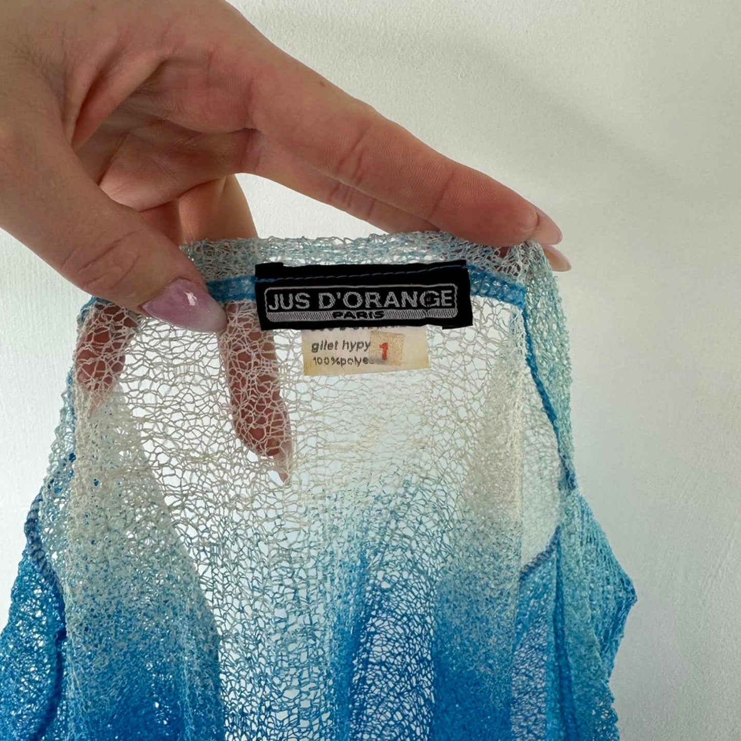 Y2K vintage ombre sheer fine knit cardigan shrug open front 3/4 sleeve