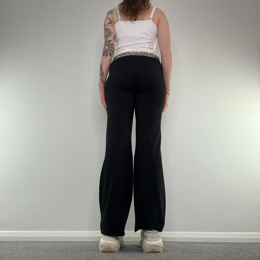 Y2K vintage leopard bow flare yoga pants