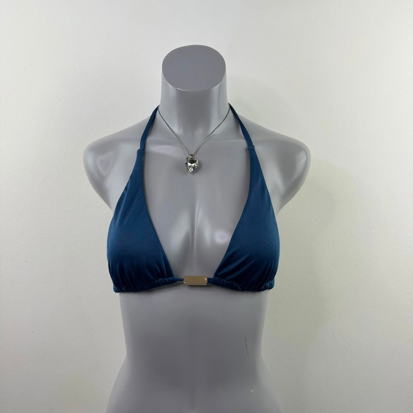 Victoria's Secret 2015 halter neck bikini top blue gold bow adjustable padded