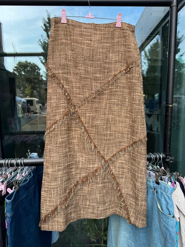 Y2K vintage a line maxi skirt fraying check pattern