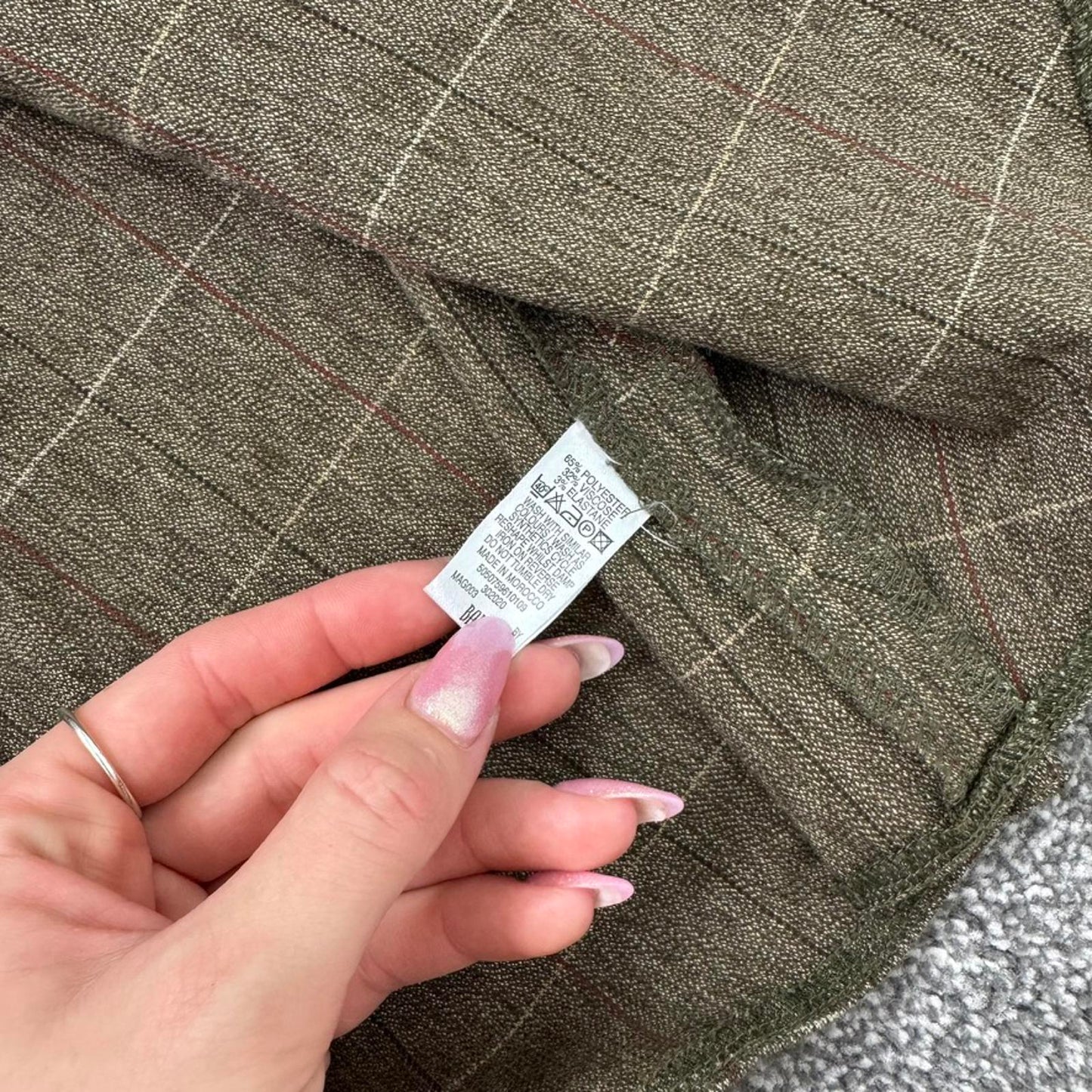 Y2K vintage Bay tweed check print midi skirt asymmetrical buckle a line
