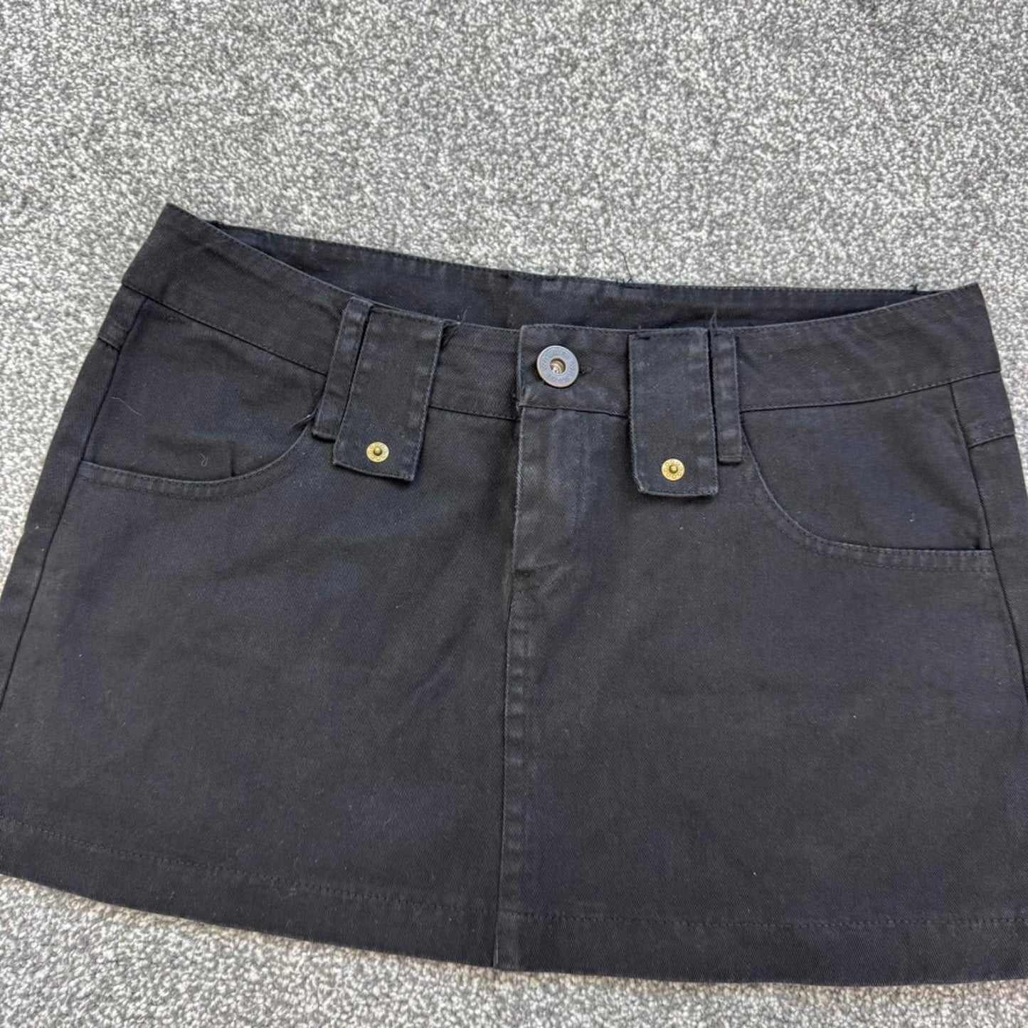 Y2K vintage low rise denim mini skirt black studded