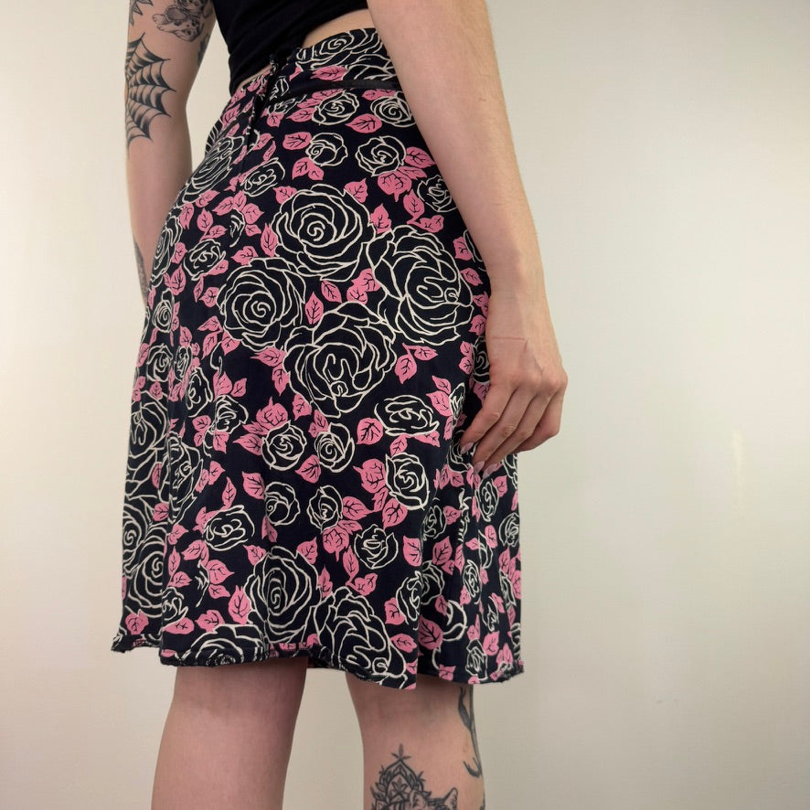 Y2K vintage a line floral floaty midi skirt