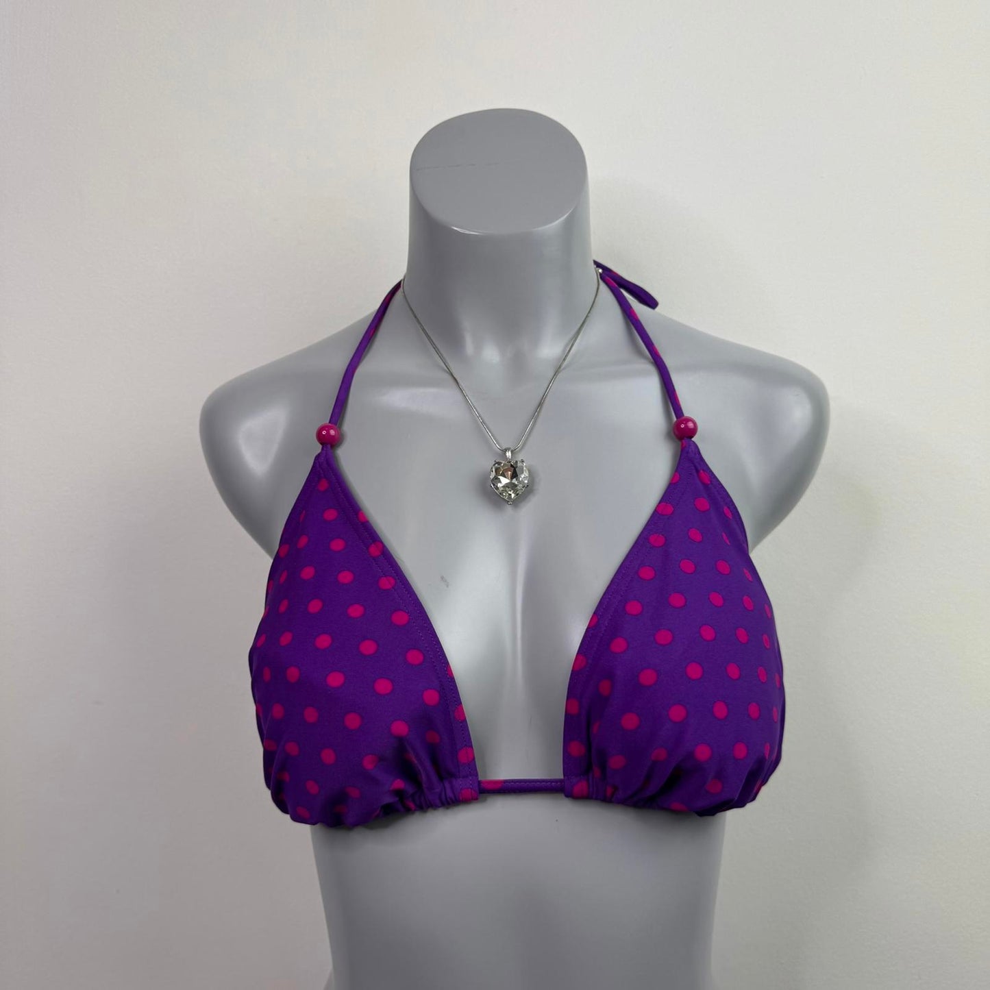 Y2K vintage polka dot matching bikini set halter neck beaded padding