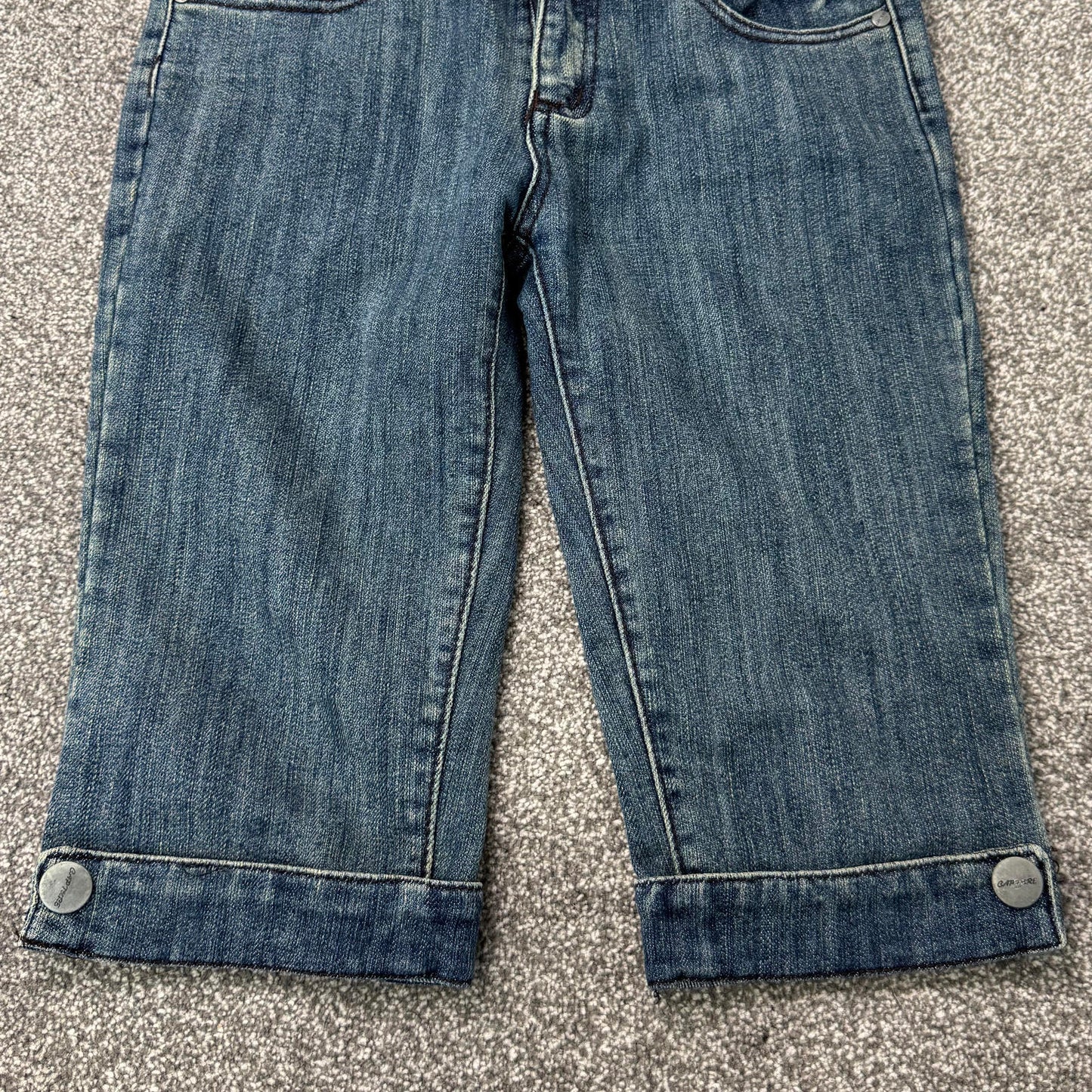 Y2K vintage low rise faded denim capri jeans cropped buttons embroidered