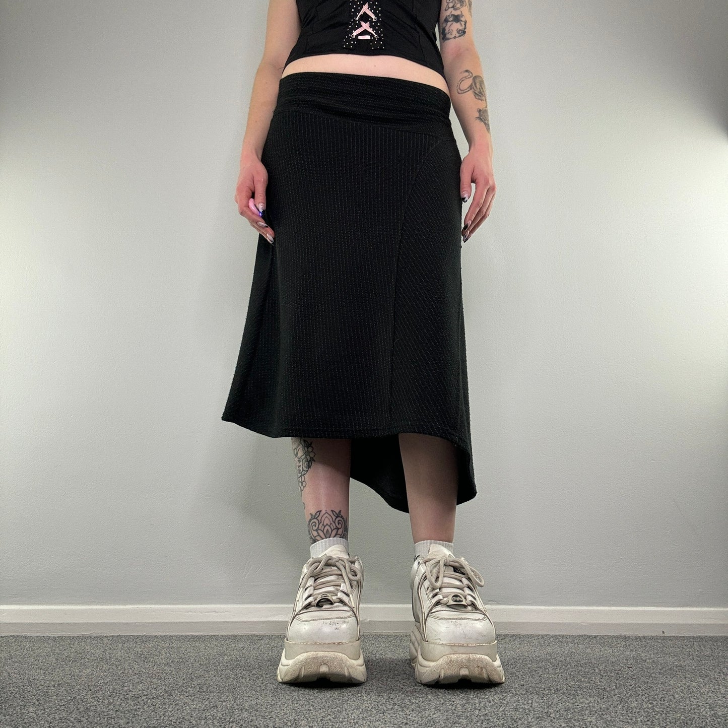 Y2K pinstripe asymmetrical skirt