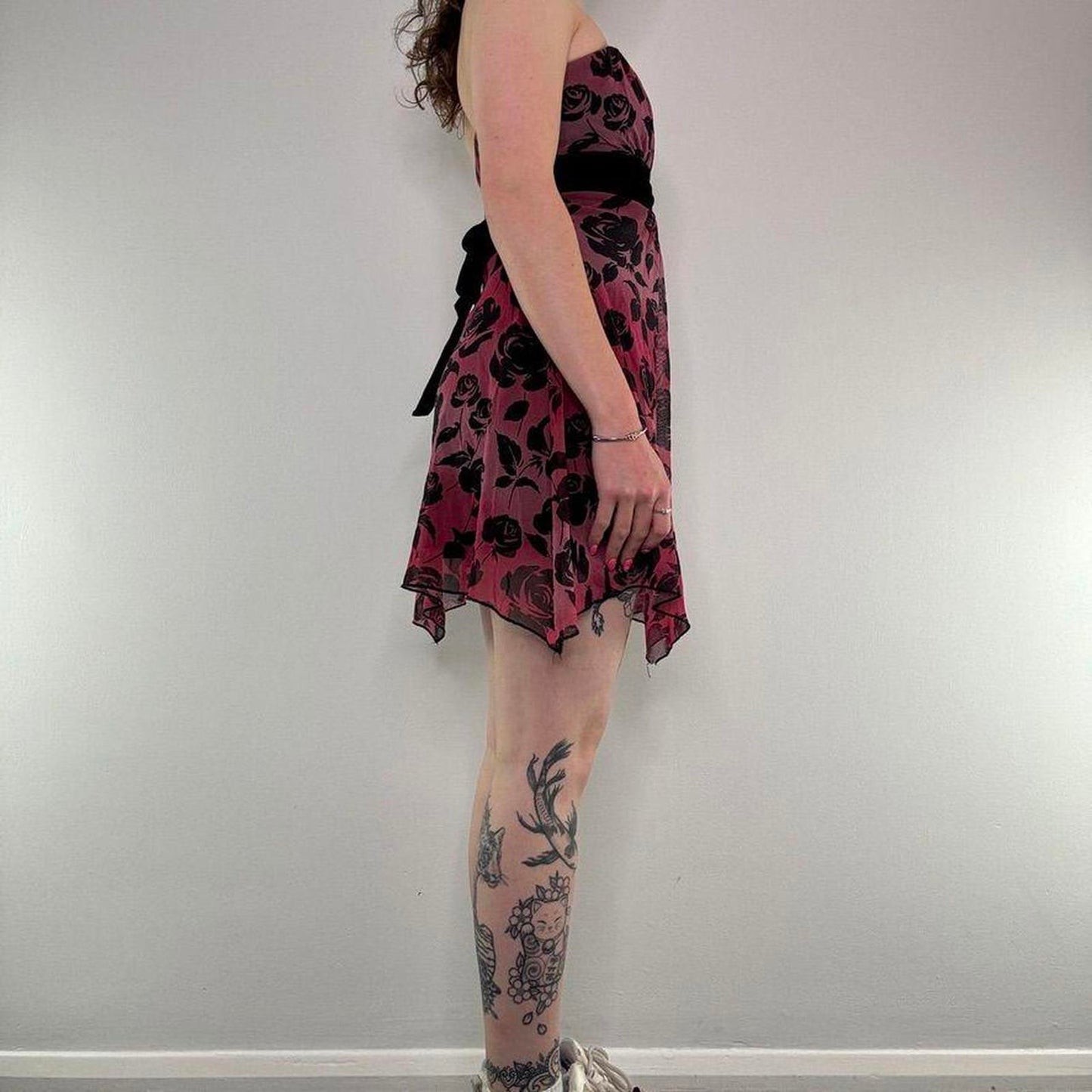 Y2K vintage Jane Norman strapless ombre floral mesh mini dress
