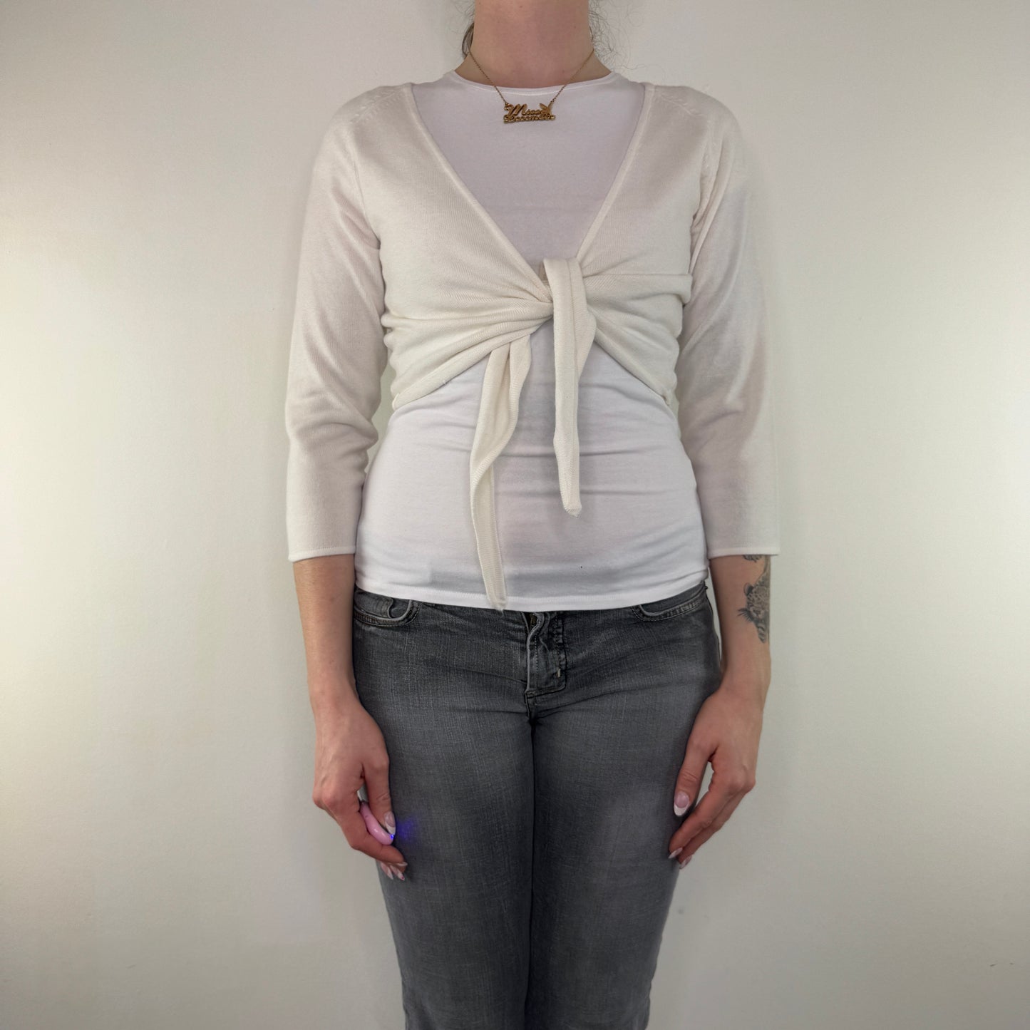 Y2K vintage front tie fine knit cardigan