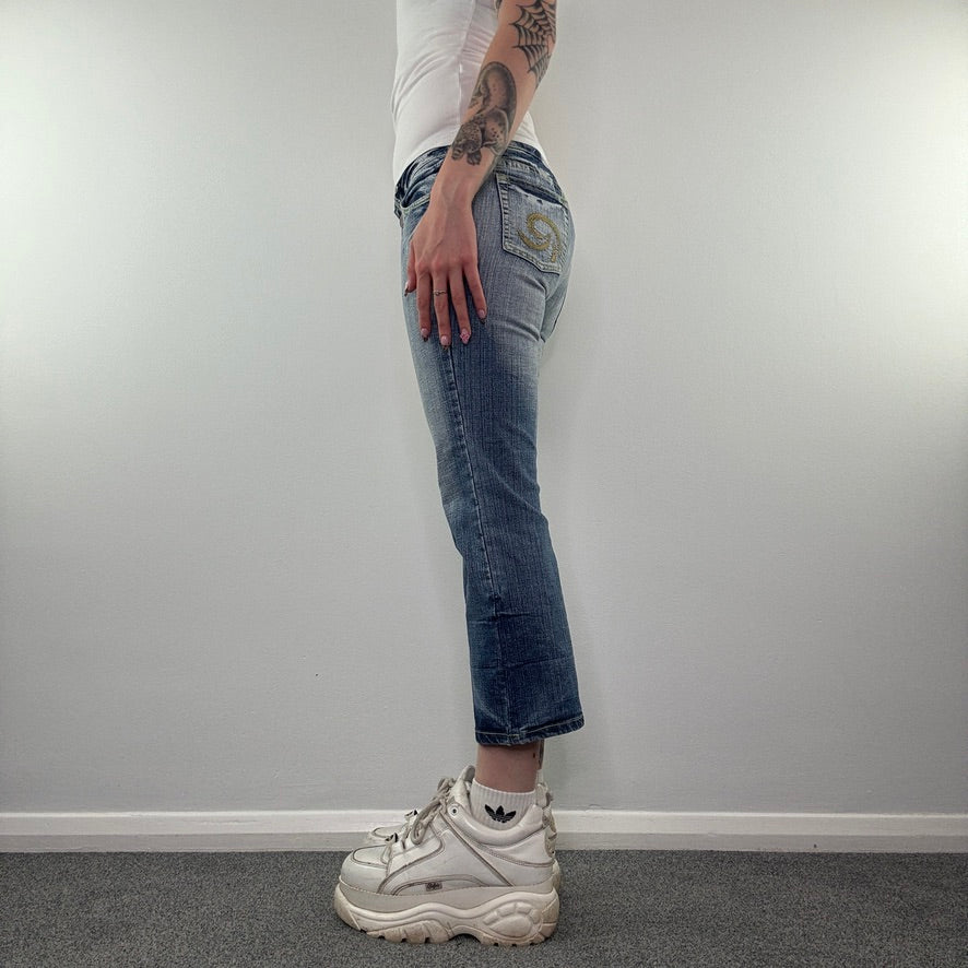 Y2K vintage low rise faded denim capri jeans