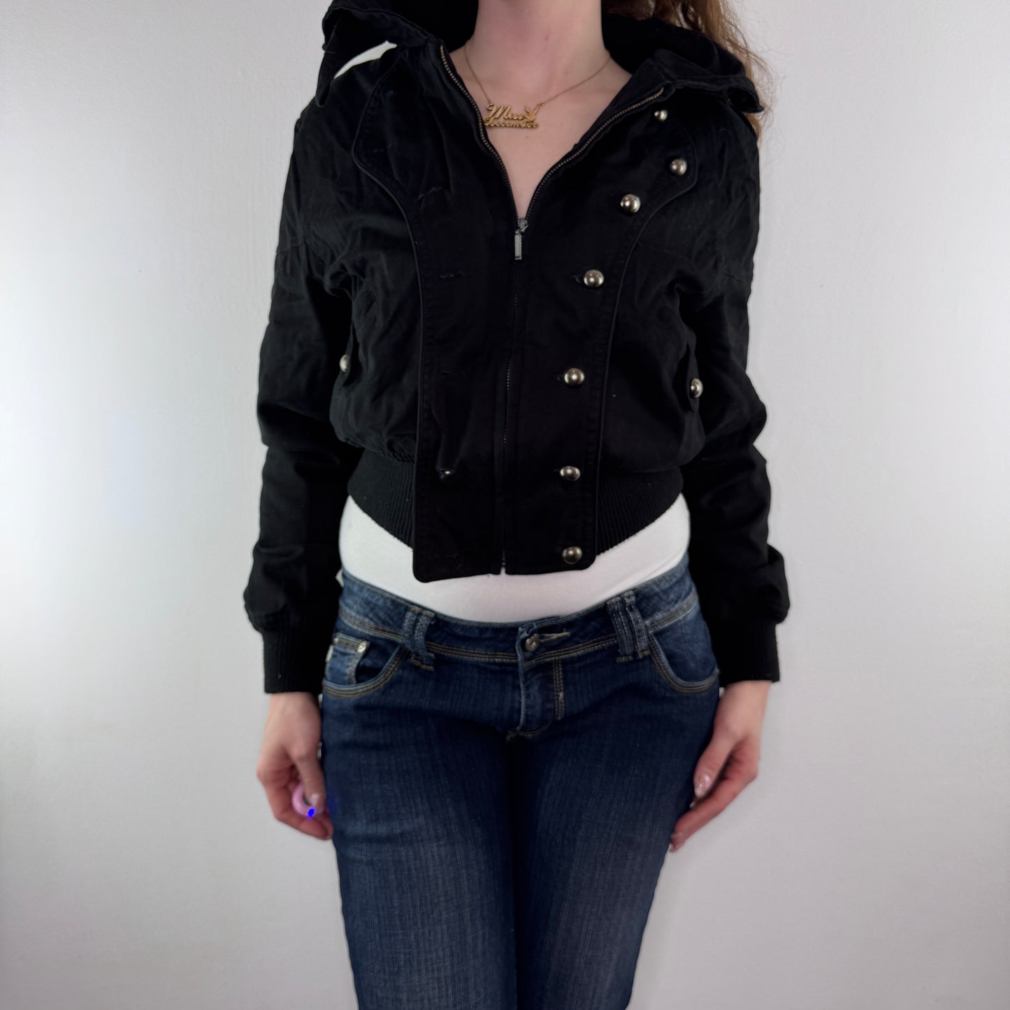 Y2K vintage military zip up short length military style jacket