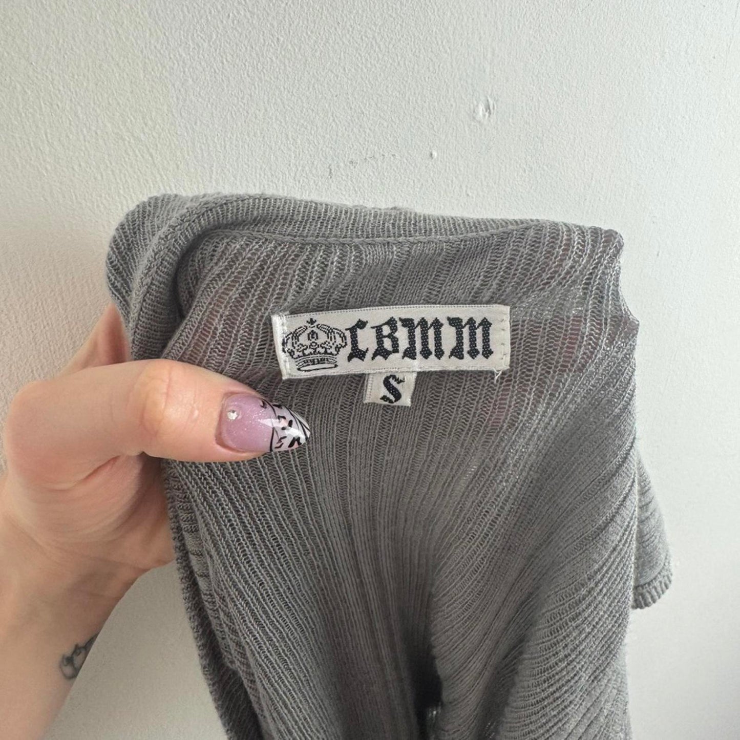 Y2K vintage fine knit short sleeve hoodie bow deep v neck low cut button up