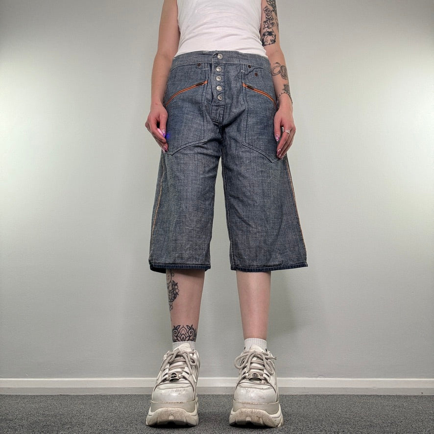 Y2K vintage Evisu reversible jorts denim shorts