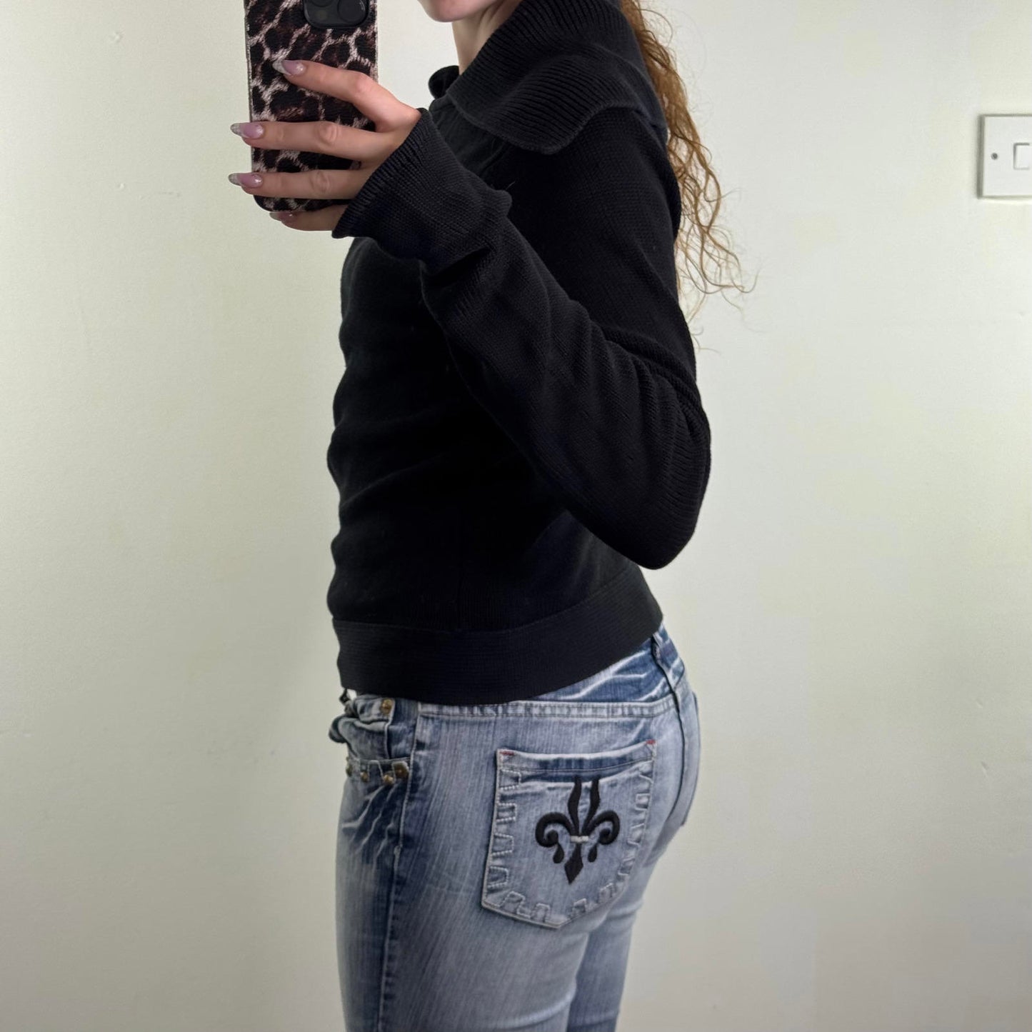 Y2K vintage Bay asymmetrical zip up jumper knitted collar long sleeve archive