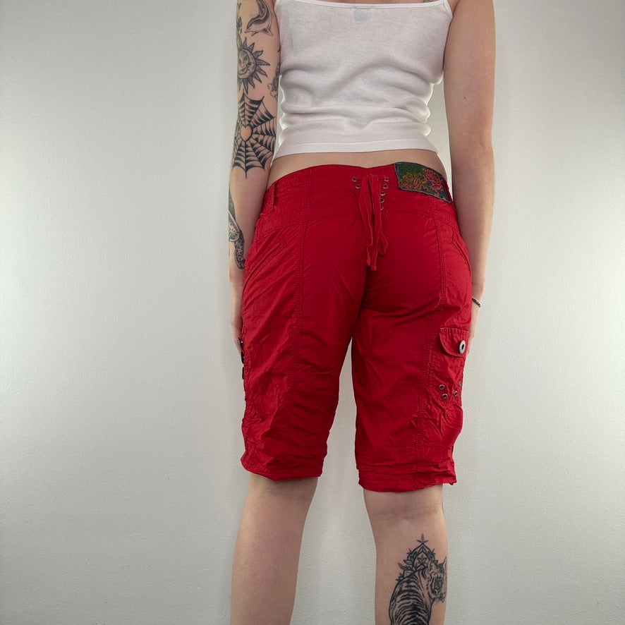 Y2K lace up low rise cargo capris/ shorts